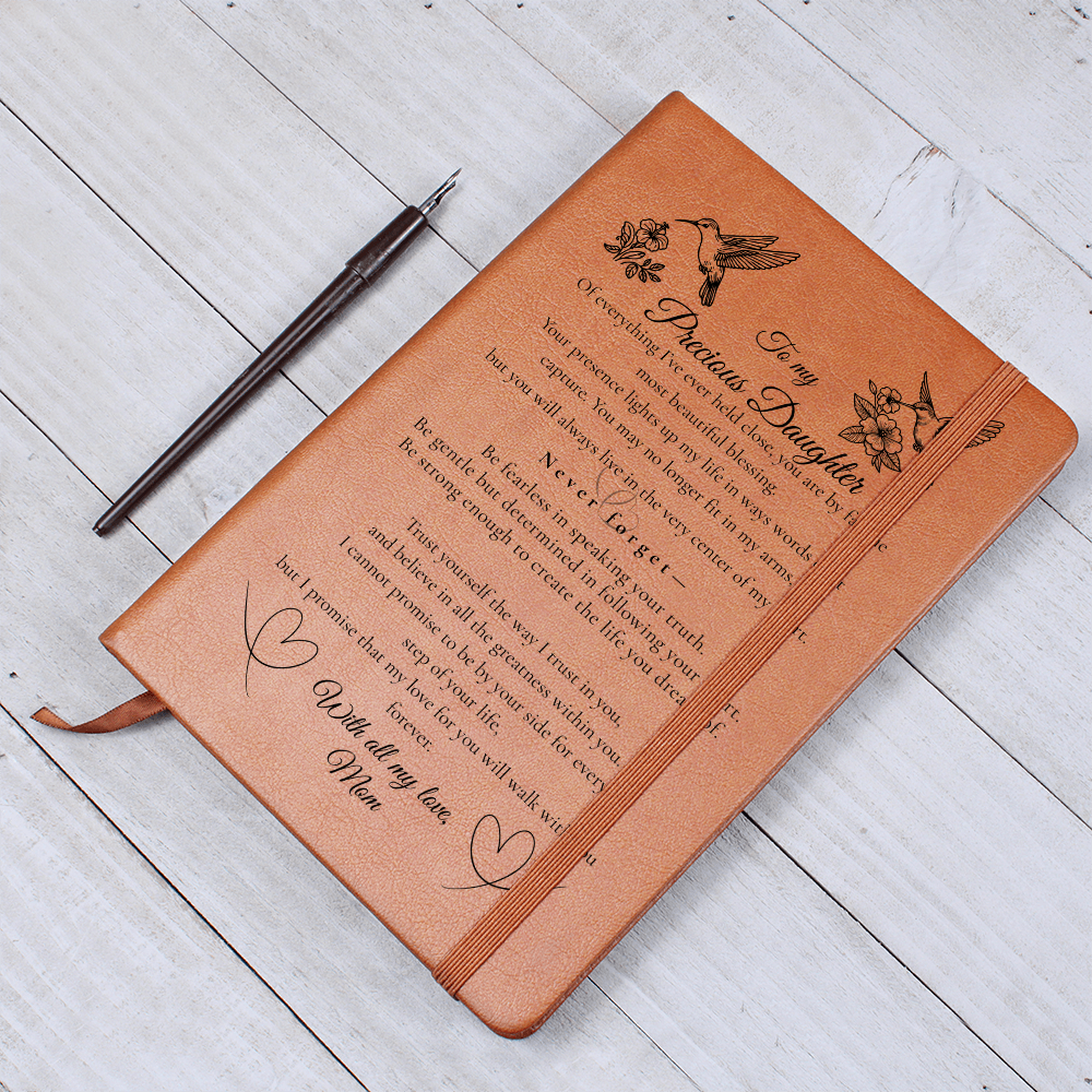 To My Daughter - NEVER Forget - Mom - Leather Journal (Hummingbirds)