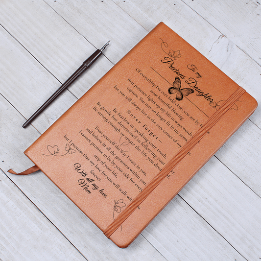 To My Daughter - NEVER Forget - Mom Leather Journal (Butterflies)