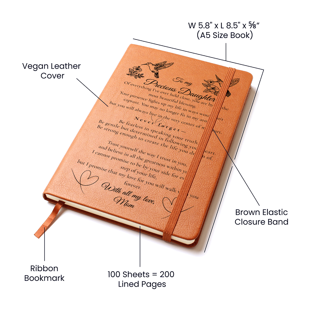 To My Daughter - NEVER Forget - Mom - Leather Journal (Hummingbirds)