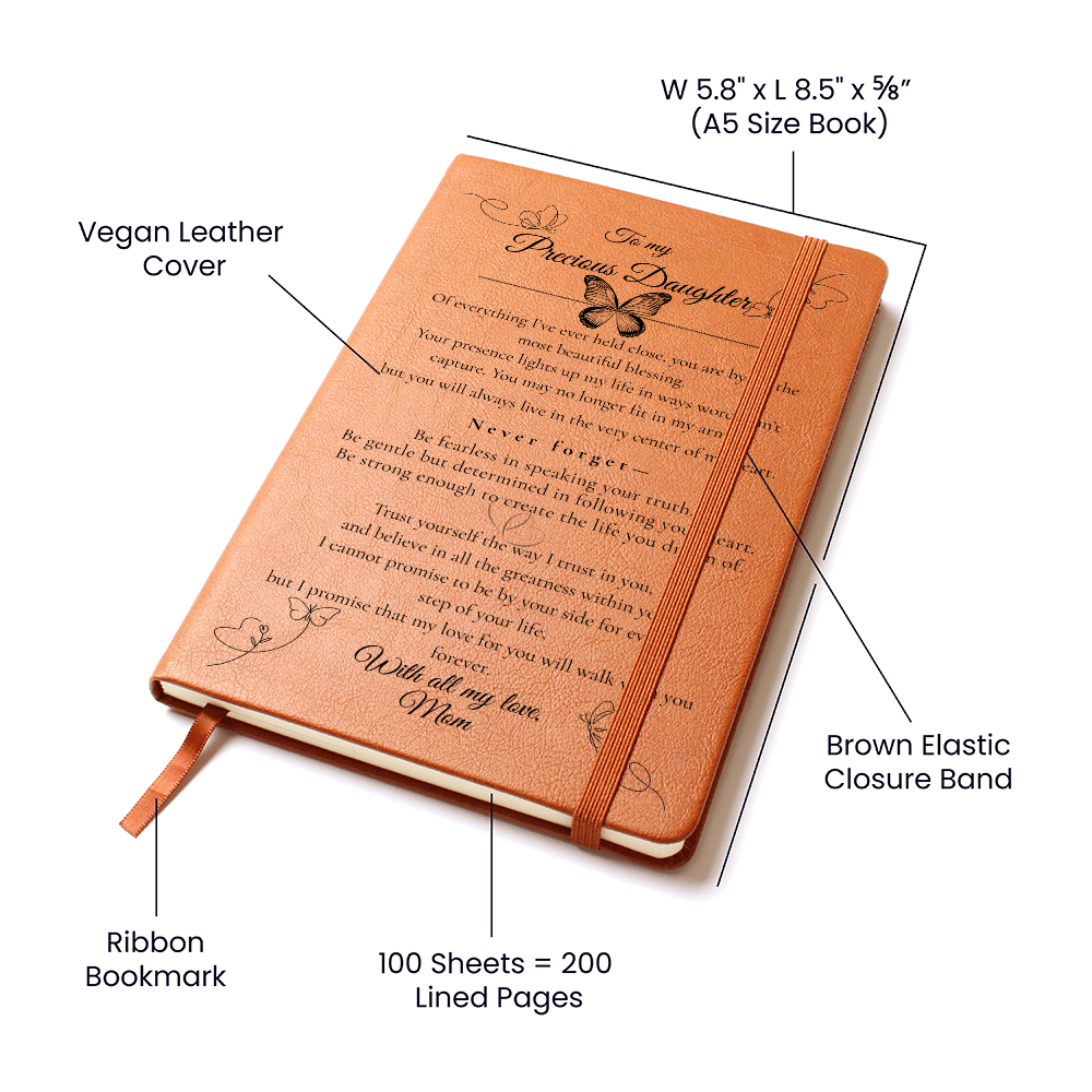 To My Daughter - NEVER Forget - Mom Leather Journal (Butterflies)