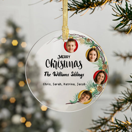 ✨ Personalized Family Photo Ornament – Custom Glass Christmas Keepsake