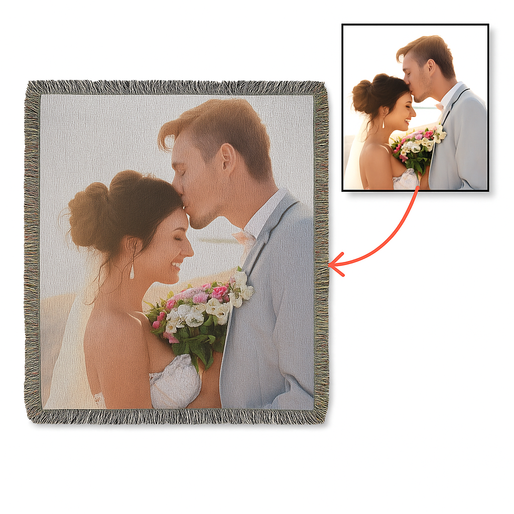 ✨ Heirloom Photo Woven Blanket (Portrait; 50x60)