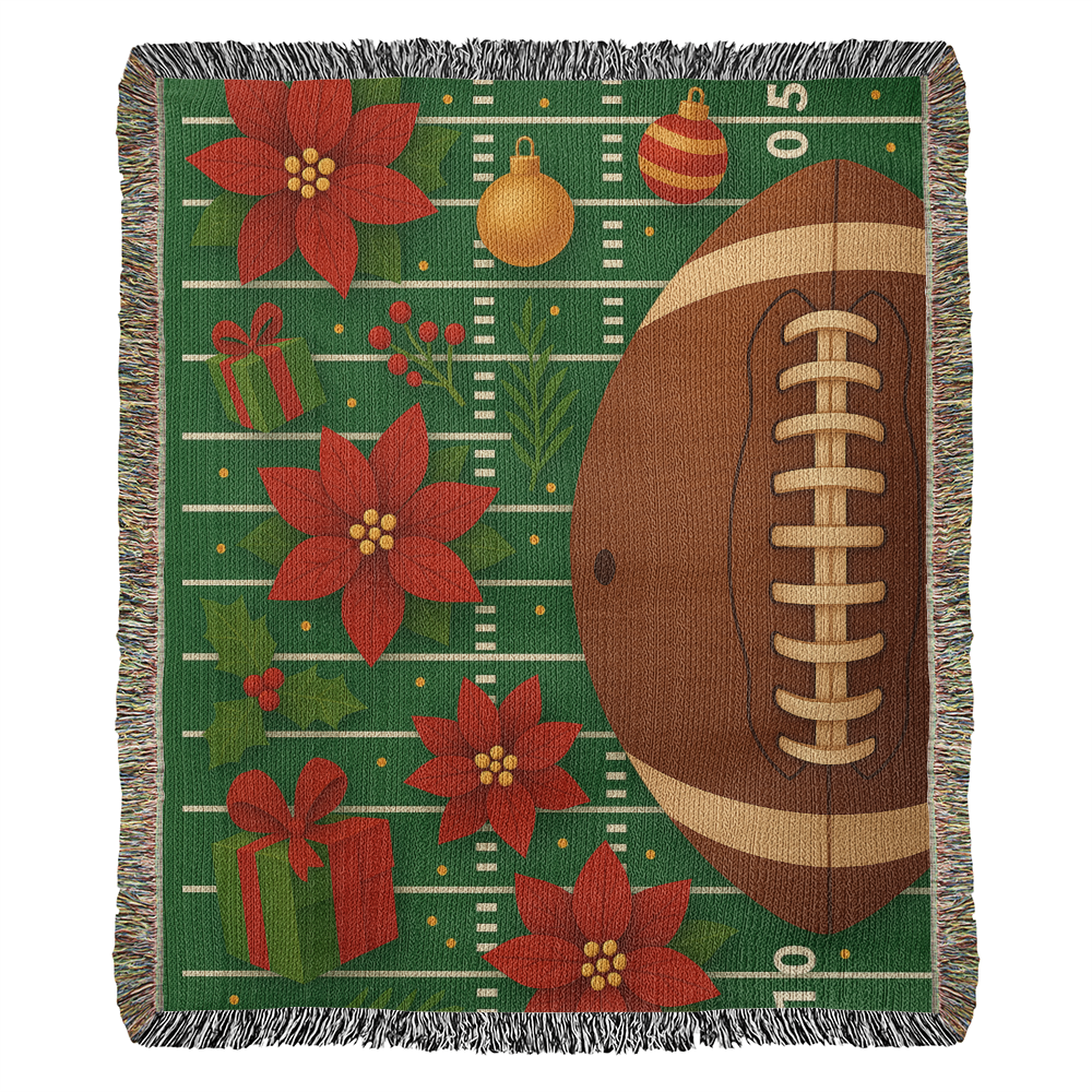 🏈🎄 Christmas Football Woven Blanket – 50×60