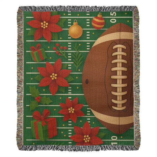 🏈🎄 Christmas Football Woven Blanket – 50×60