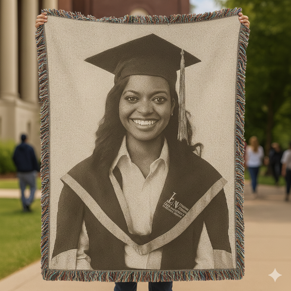 ✨ Heirloom Photo Woven Blanket (Portrait; 50x60)